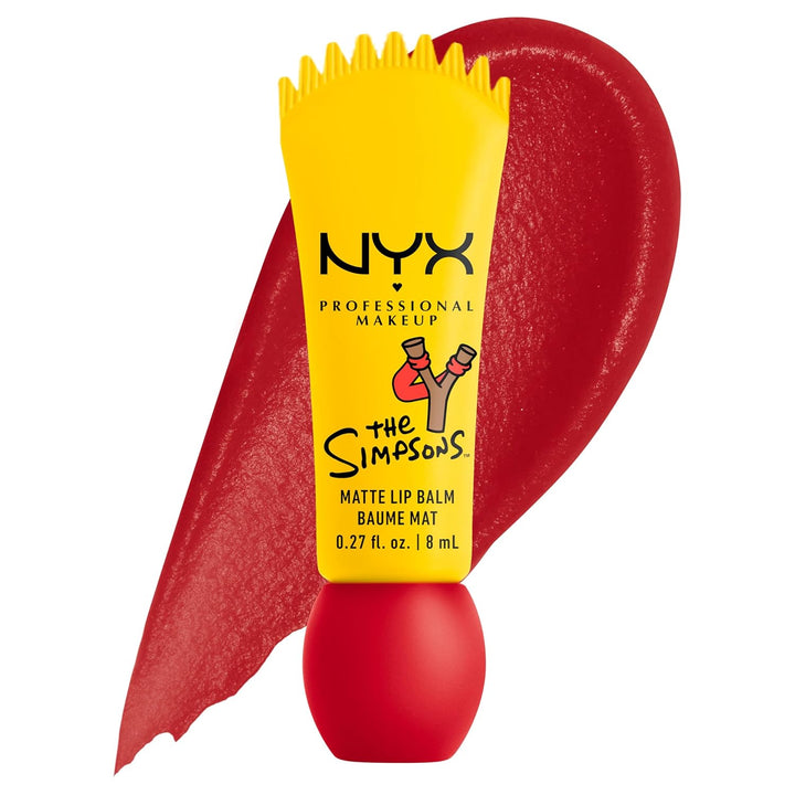 بلسم الشفاه المطفي سموشي من NYX PROFESSIONAL MAKEUP، مكياج شفاه قابل للبناء ومموّه، بالتعاون مع ذا سيمبسونز، نباتي ولم يختبر على الحيوانات