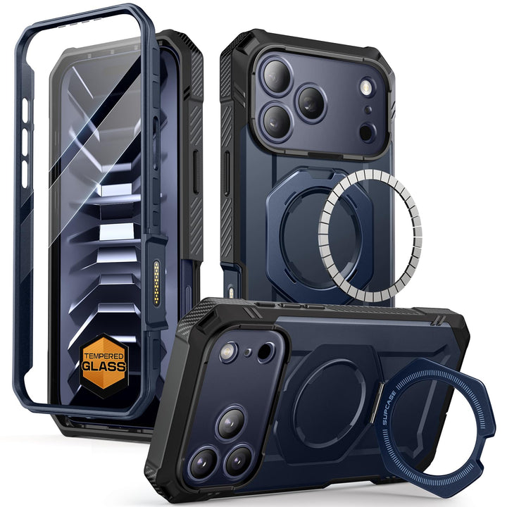 جراب SUPCASE لهاتف iPhone 18 Pro / iPhone 17 Pro، حماية فائقة مع واقي شاشة زجاجي، زر التحكم بالكاميرا، حامل مغناطيسي، متوافق مع MagSafe، جراب حماية كامل للجسم Unicorn Beetle Grip Pro