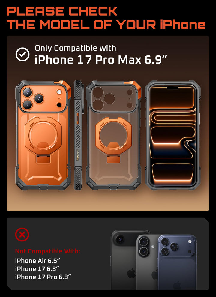 SUPCASE for iPhone 17 Pro Max Case with Kickstand (Unicorn Beetle Grip), [Camera Control Cover] [Compatible with MagSafe] [Military-Grade Drop Protection] Heavy Duty Magnetic Phone Case