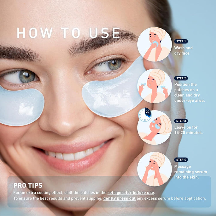 Enaskin Naturals Under Eye Patches for Dark Circles: 30 Pairs Retinol Collagen Eye Gels Mask - Reduce Wrinkles Puffy &amp; Bags - Skin Treatment Pads - Anti Aging Moisturizer For Women (Blue)