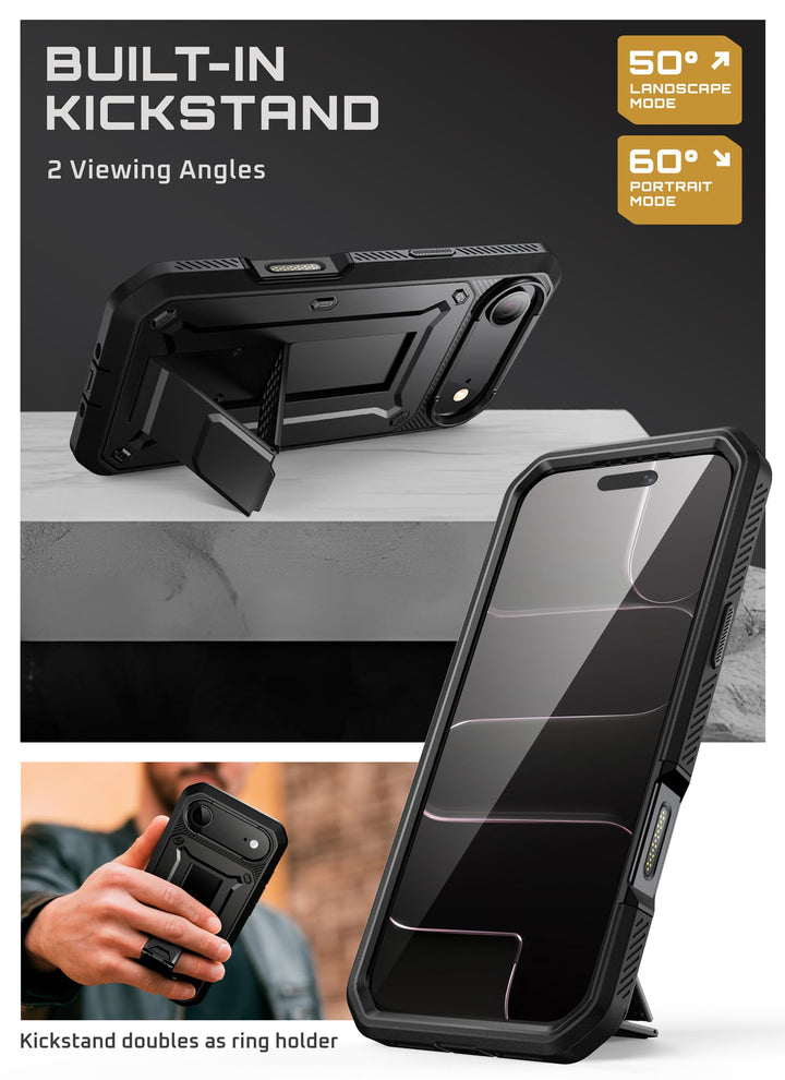 SUPCASE for iPhone Case, Belt Clip, Military-Grade Protection, Built-in Kickstand &amp; Screen Protector, Camera Control, Heavy-Duty Phone Case, Unicorn Beetle Pro