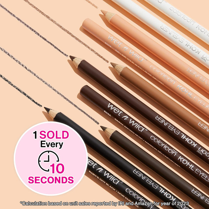 wet n wild Color Icon Kohl Eyeliner Pencil - Rich Hyper-Pigmented Color, Smooth Creamy Application, Long-Wearing Matte Finish Versatility, Cruelty-Free