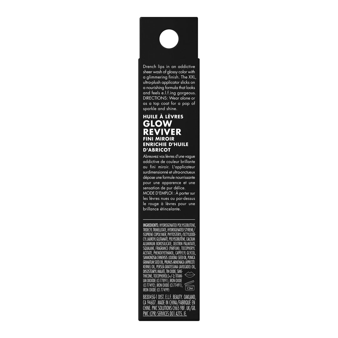 e.l.f. Glow Reviver Lip Oil, Nourishing and Hydrating with High-Shine Glimmer Finish & Sheer Wash Of Color, Minty Scent, Non-Sticky, Vegan & Cruelty-free