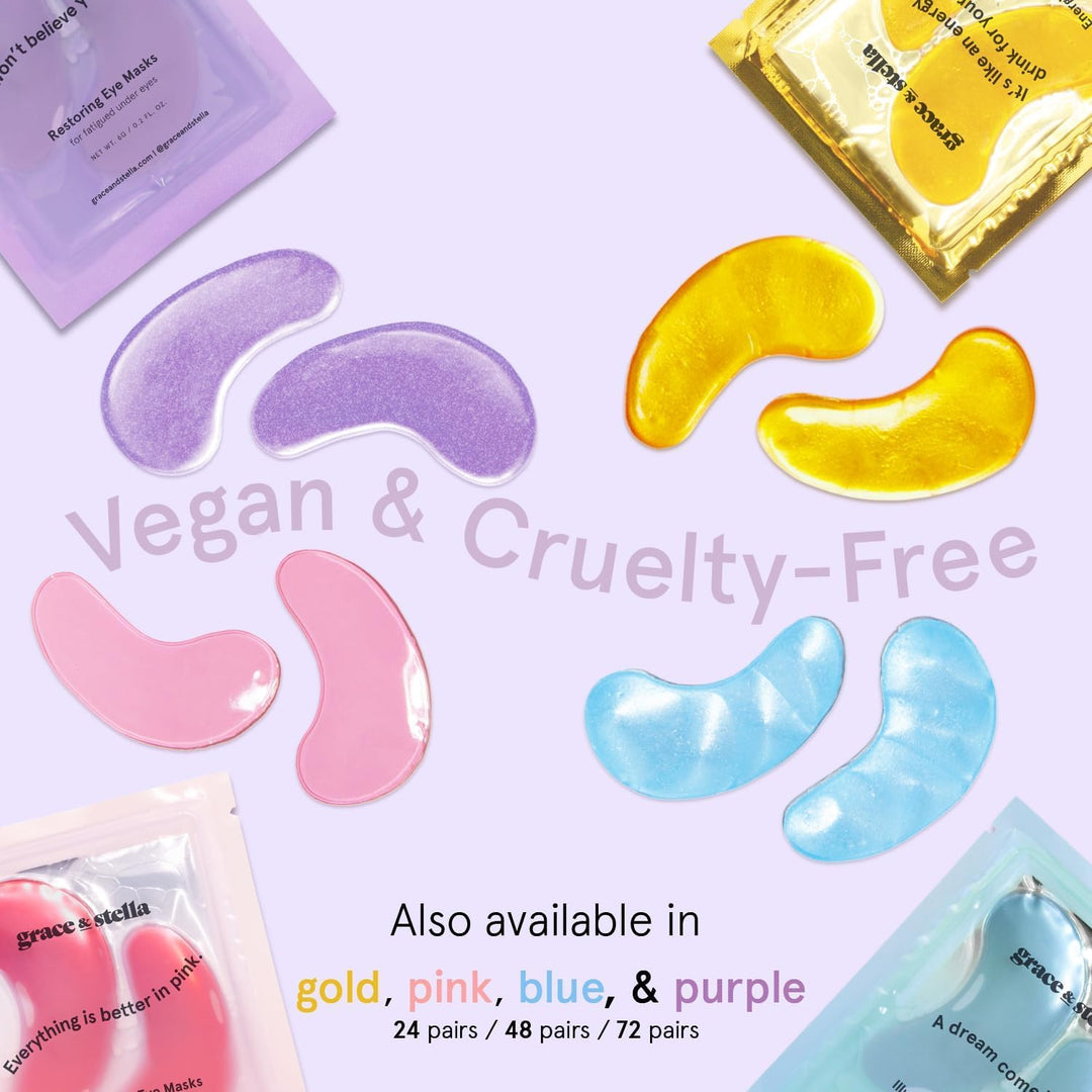 grace &amp; stella Retinol Under Eye Patches for Puffy Eyes &amp; Dark Circles - Restoring Gel Under Eye Masks with Hyaluronic Acid - Birthday Gifts for Women, Bachelorette Party Favors (Purple, 24 Pairs)