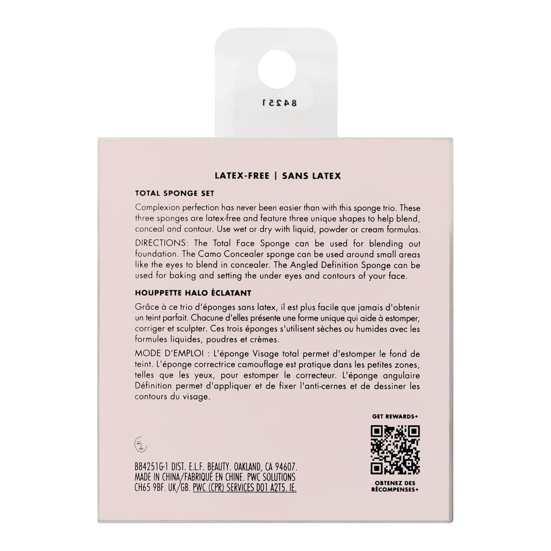 e.l.f. Total Sponge Set, Multi-use Makeup Sponge Set For Flawless Blending, Great For Powder Or Liquid Concealer &amp; Foundation, Vegan &amp; Cruelty-Free