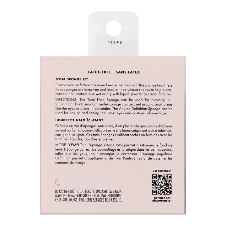 e.l.f. Total Sponge Set, Multi-use Makeup Sponge Set For Flawless Blending, Great For Powder Or Liquid Concealer &amp; Foundation, Vegan &amp; Cruelty-Free