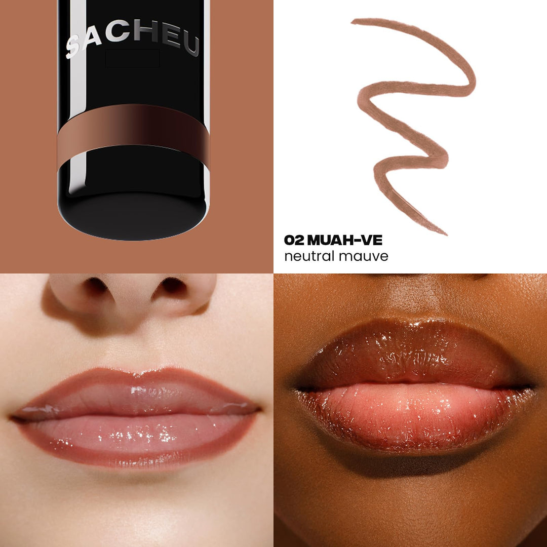 Sacheu Lip Liner STAY-N Peel Off Lip Stain — Long Lasting Matte Lip Tattoo Transfer Proof Lipstain Infused with Hyaluronic Acid &amp; Vitamin E for All Skin Types — Vegan &amp; Cruelty-Free
