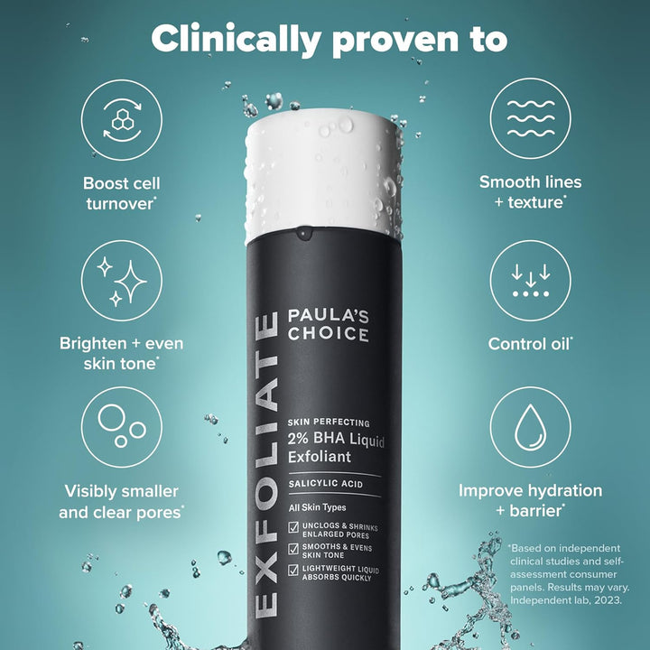Paula's Choice Skin Perfecting 2% BHA Liquid Salicylic Acid Exfoliant, Gentle Facial Exfoliator for Blackheads, Large Pores, Wrinkles & Fine Lines
