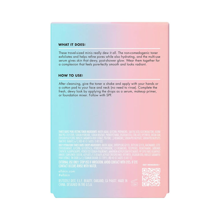 e.l.f. SKIN Thirst Burst Dew-O, Travel-Sized Skincare Set, Exfoliating Facial Toner &amp; Hydrating Serum Drops, Gives Skin A Dewy, Bouncy Glow, Vegan &amp; Cruelty-Free