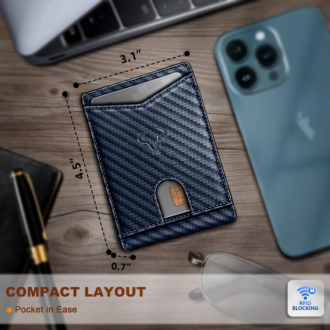 BULLIANT Men Wallet, Slim Leather Wallet Front Pocket Card Holder Gift For Men 11 Slots RFID Blocking