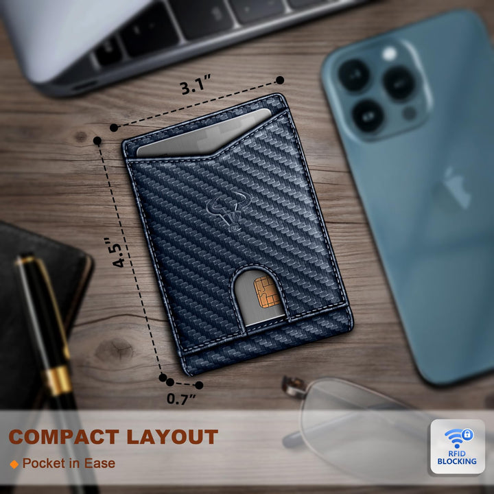 BULLIANT Men Wallet, Slim Leather Wallet Front Pocket Card Holder Gift For Men 11 Slots RFID Blocking
