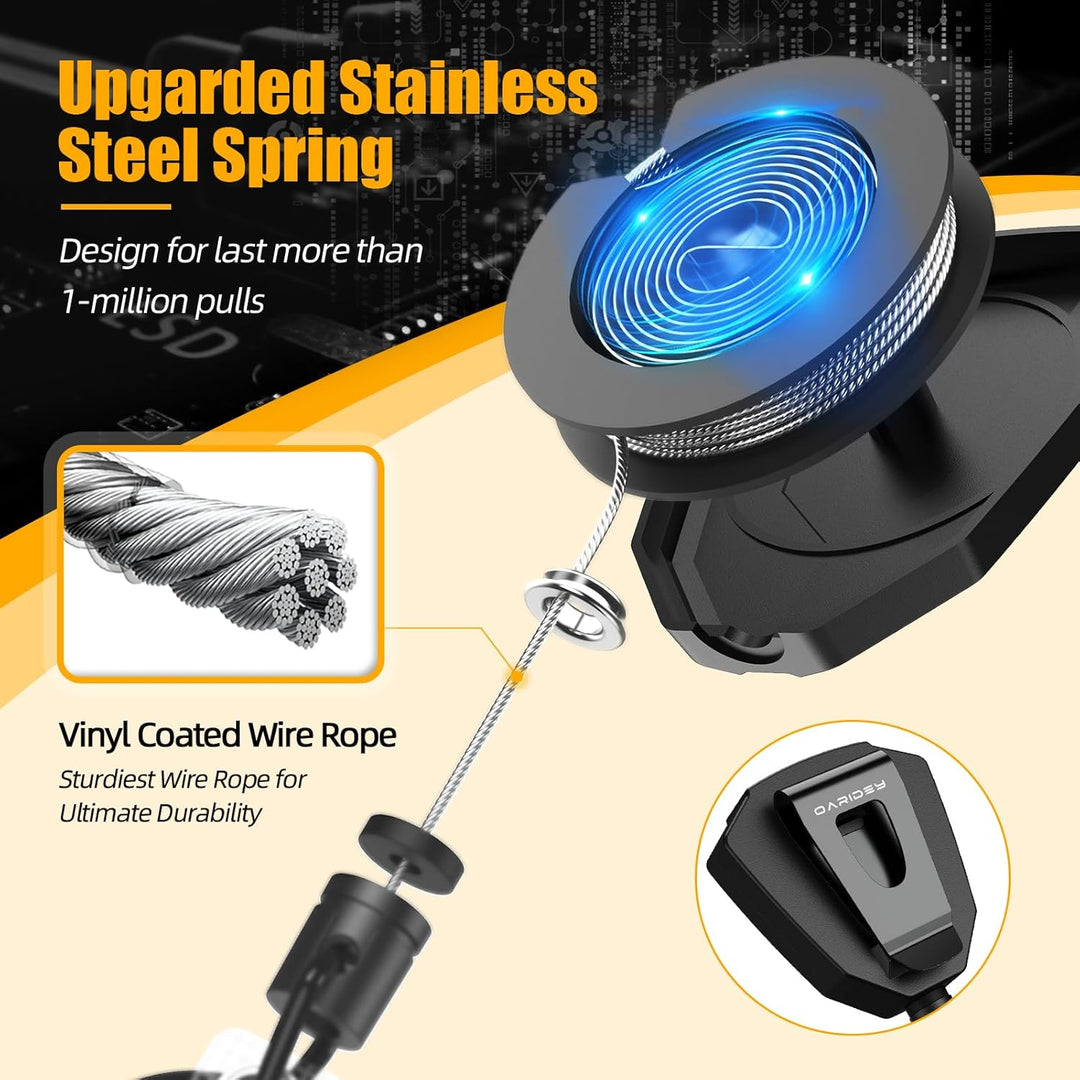 Oaridey Heavy Duty Retractable Keychain with Belt Clip, Badge Holder, 31.8" Steel Cord, 9oz Rebound - 1 Pack