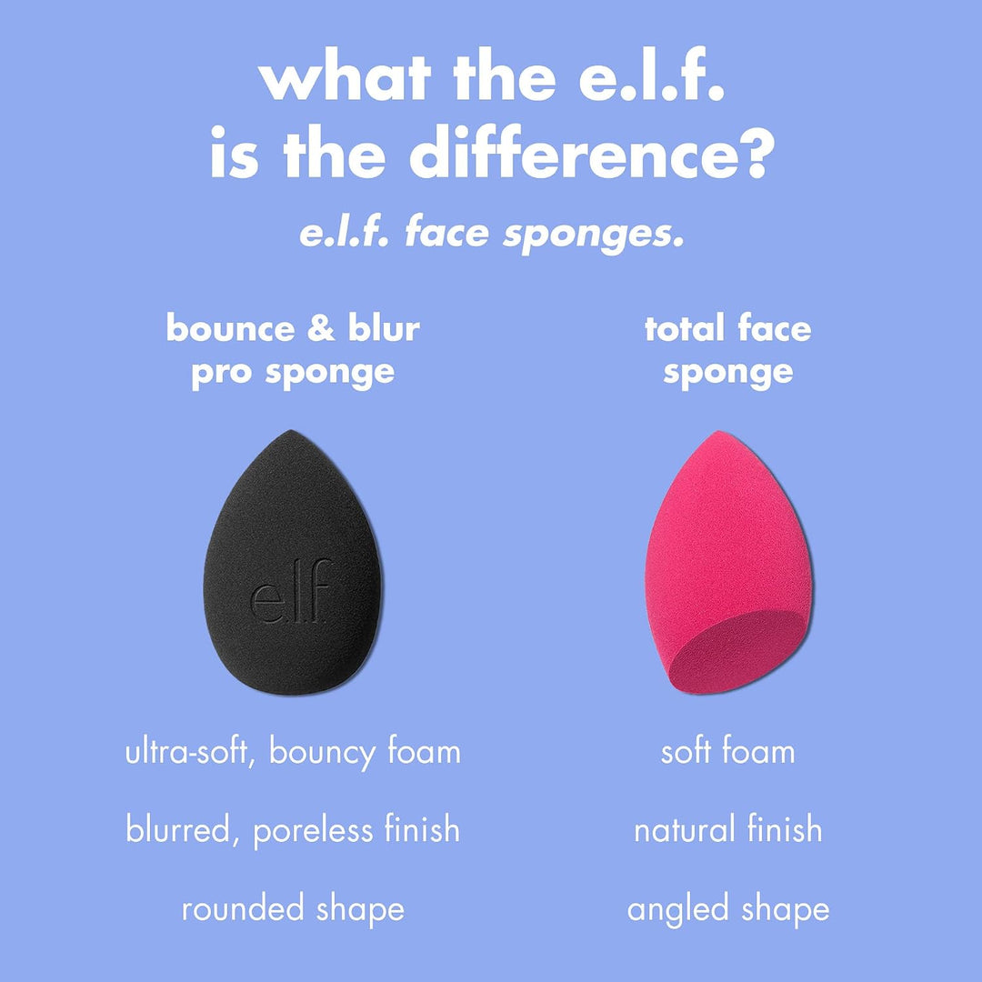 e.l.f. Bounce &amp; Blur Pro Sponge, Multi-Use Makeup Blending Sponge for Cream, Liquid &amp; Powder Formulas, Creates A Blurred Finish, Vegan &amp; Cruelty-Free