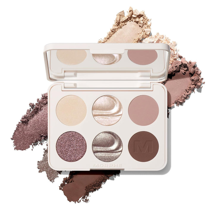 Morphe ChromaPlus 6-Pan Eyeshadow Palette - High Pigment Eye Makeup with Shimmer, Matte &amp; Metallic Eye Shadow - Neutral Eyeshadow Makeup Collection for All-Day Wear