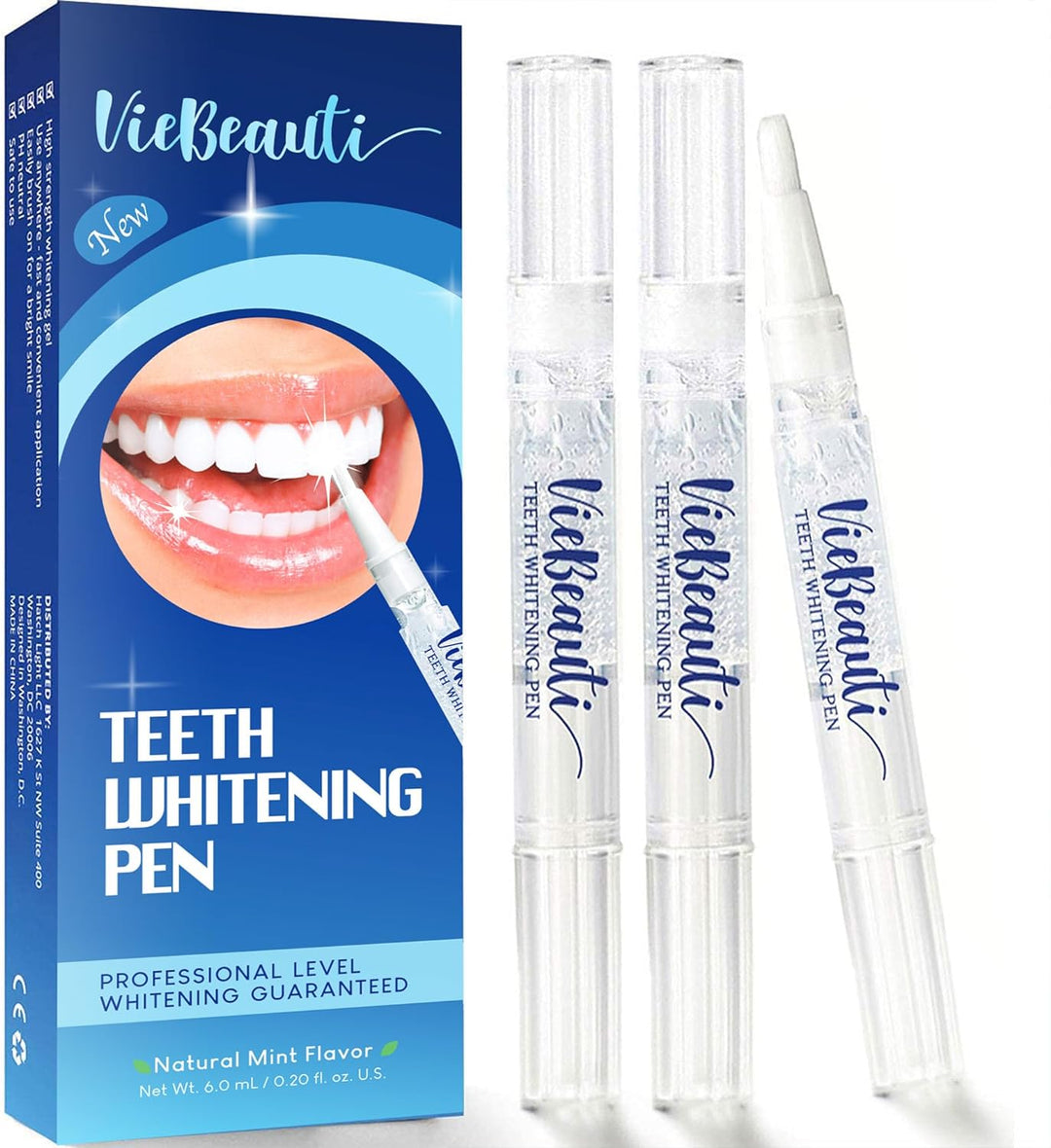 VieBeauti Teeth Whitening Pen, 30+ Uses, Effective, Painless, No Sensitivity, Travel-Friendly, Easy (3 Pcs)