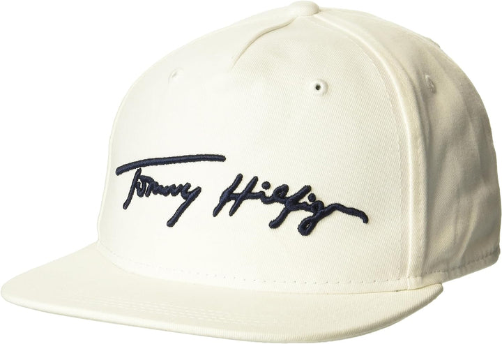 Tommy Hilfiger Men's Signature Flat Brim Baseball Cap - Hilfiger White
