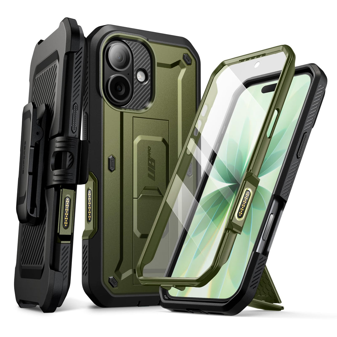 SUPCASE for iPhone Case, Belt Clip, Military-Grade Protection, Built-in Kickstand &amp; Screen Protector, Camera Control, Heavy-Duty Phone Case, Unicorn Beetle Pro