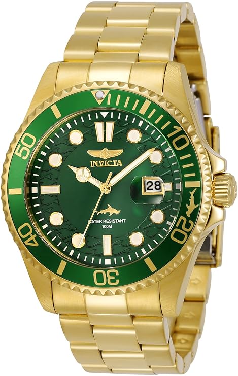 Invicta Mens 30027 Pro Diver Quartz Watch, Green-Gold