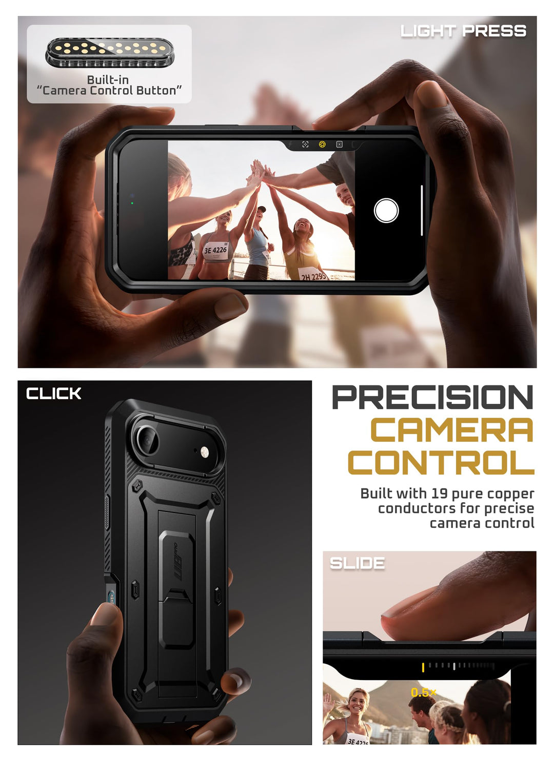 SUPCASE for iPhone Case, Belt Clip, Military-Grade Protection, Built-in Kickstand &amp; Screen Protector, Camera Control, Heavy-Duty Phone Case, Unicorn Beetle Pro