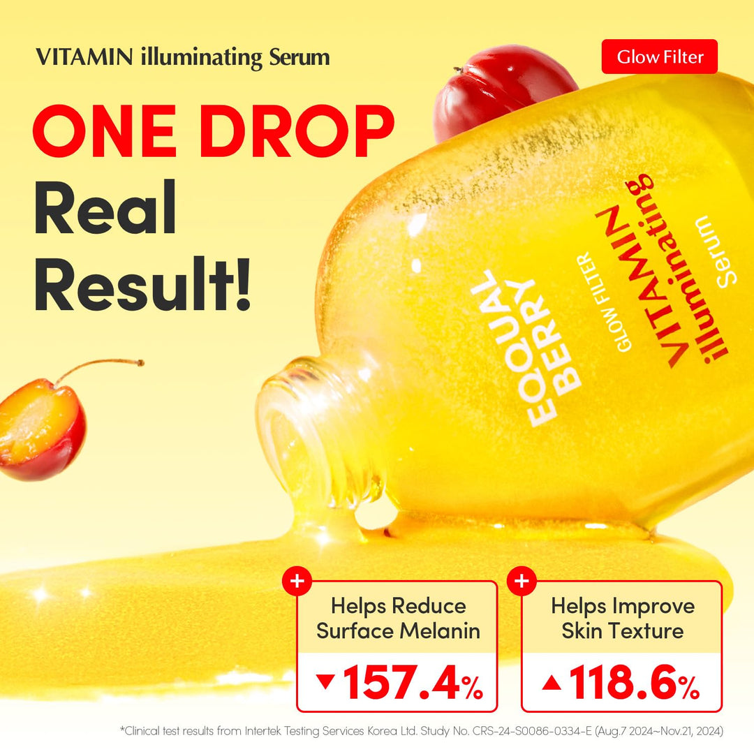 EQQUALBERRY Vitamin Illuminating Serum | Niacinamide 4% + Brightening Vitamin C Face Serum with Hyaluronic Acid &amp; Vitamin E | Dark Spot, Uneven Tone Care | Korean Skincare, 1.01 fl.oz