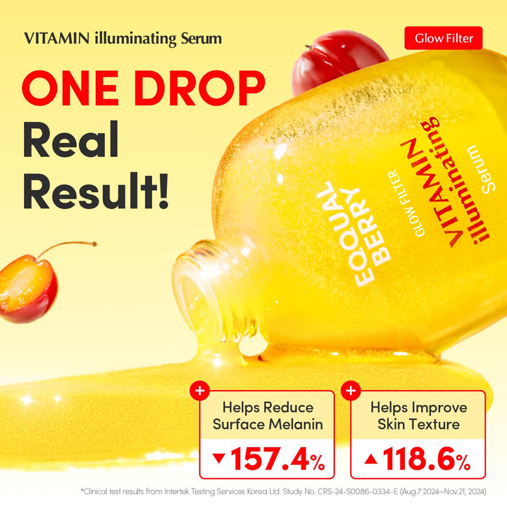 EQQUALBERRY Vitamin Illuminating Serum | Niacinamide 4% + Brightening Vitamin C Face Serum with Hyaluronic Acid &amp; Vitamin E | Dark Spot, Uneven Tone Care | Korean Skincare, 1.01 fl.oz