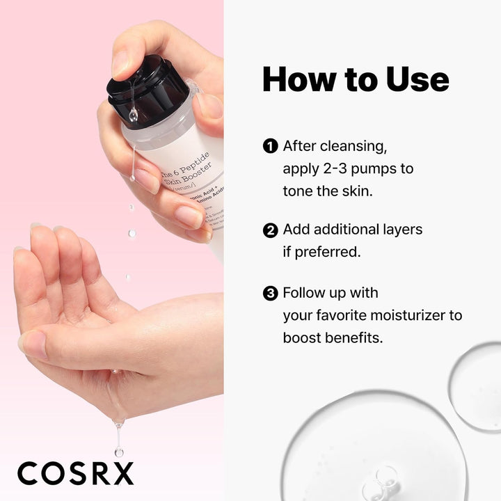 COSRX 6X Peptide Collagen Skin Booster Toner Serum for Dull &amp; Uneven Skin, Preps Skin with Copper Peptides, GHK-Cu, Skin Renewal Boosting Facial Essence, Korean Skin Care, 5.07 Fl.Oz
