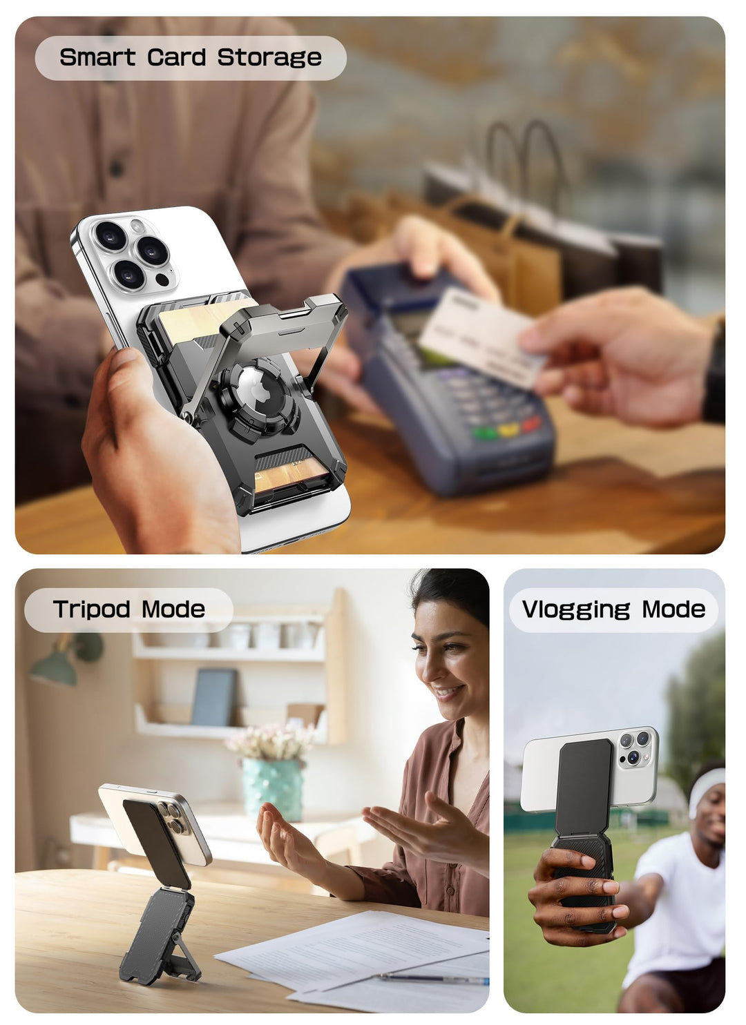 SUPCASE for MagSafe Wallet with Adjustable Stand, Hold 5 Cards, RFID Blocking, Strong Magnetic Lock, Magnetic Wallet for Men, Phone Card Holder Tripod for iPhone 18/17/16/15/14/13/12 Series