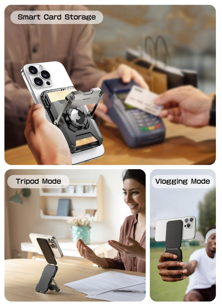 SUPCASE for MagSafe Wallet with Adjustable Stand, Hold 5 Cards, RFID Blocking, Strong Magnetic Lock, Magnetic Wallet for Men, Phone Card Holder Tripod for iPhone 18/17/16/15/14/13/12 Series