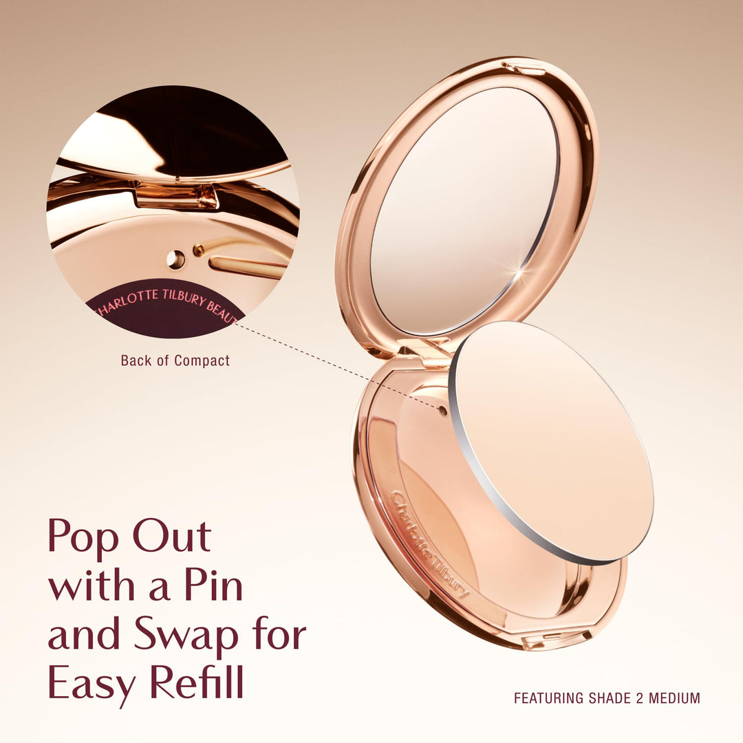 Charlotte Tilbury Airbrush Flawless Finish Setting Powder - Pore-Blurring Pressed Powder for Face Makeup to Minimize Shine with a Soft-Focus Finish - Full Size