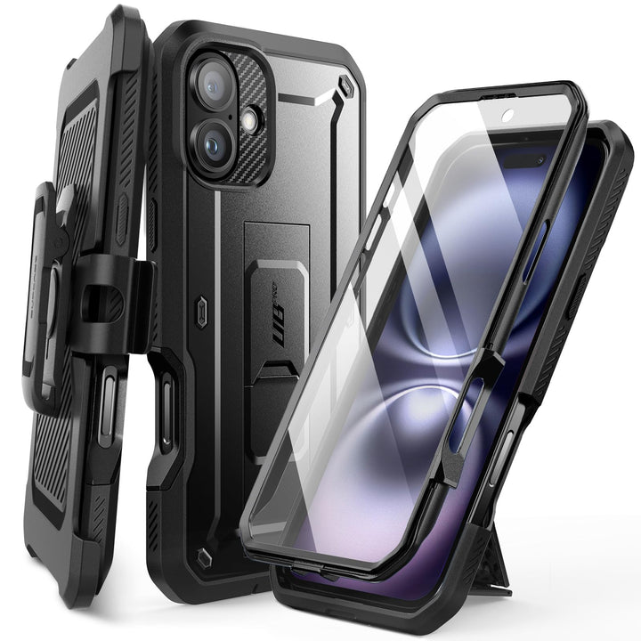 SUPCASE for iPhone 16 Case with Screen Protector (Unicorn Beetle Pro), [Built-in Stand & Belt-Clip] [Military-Grade Protection] Full Body Heavy Duty Phone Case for iPhone 16 6.1'' 2024