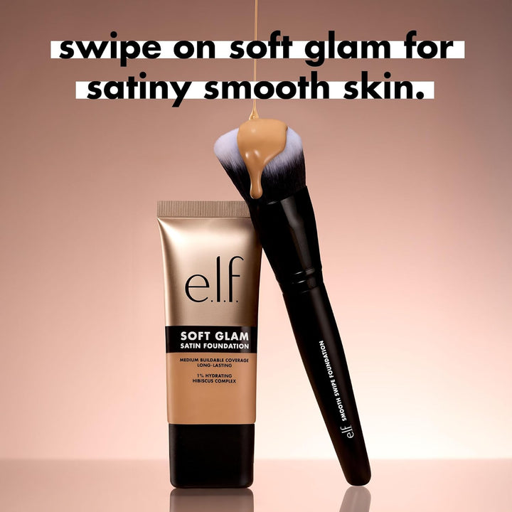 e.l.f. Smooth Swipe Foundation Brush, Face Makeup Brush For A Natural-Looking Finish, For Liquid & Cream Formulas, Vegan & Cruelty-Free
