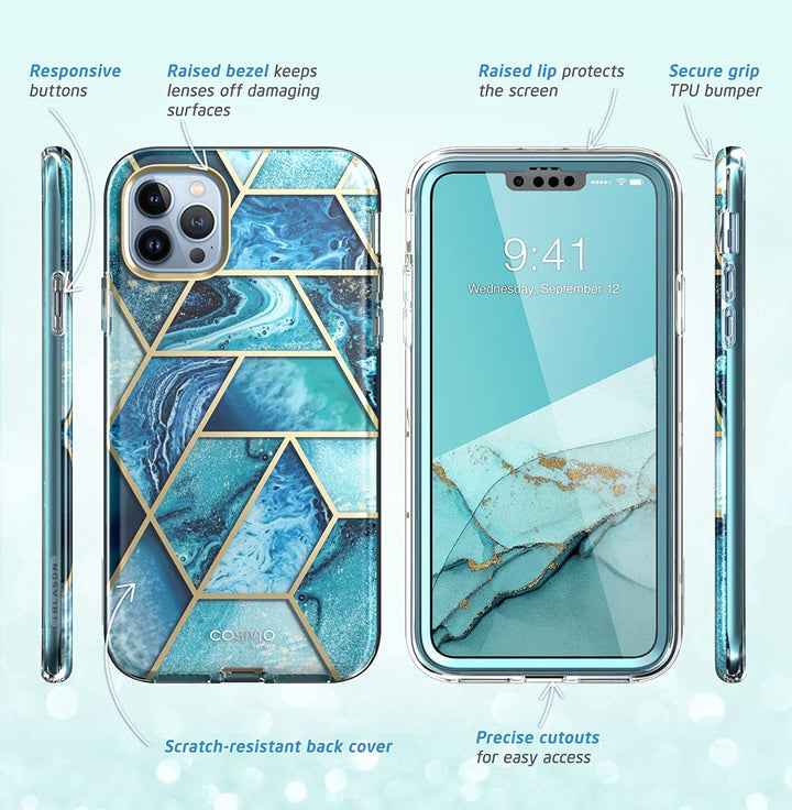 i-Blason Cosmo for iPhone 13 Pro Max Case [Built-in Screen Protector] [Military-Grade Protection] Slim Full-Body Stylish Protective Shockproof Phone Case for iPhone 13 Pro Max (Butterfly)