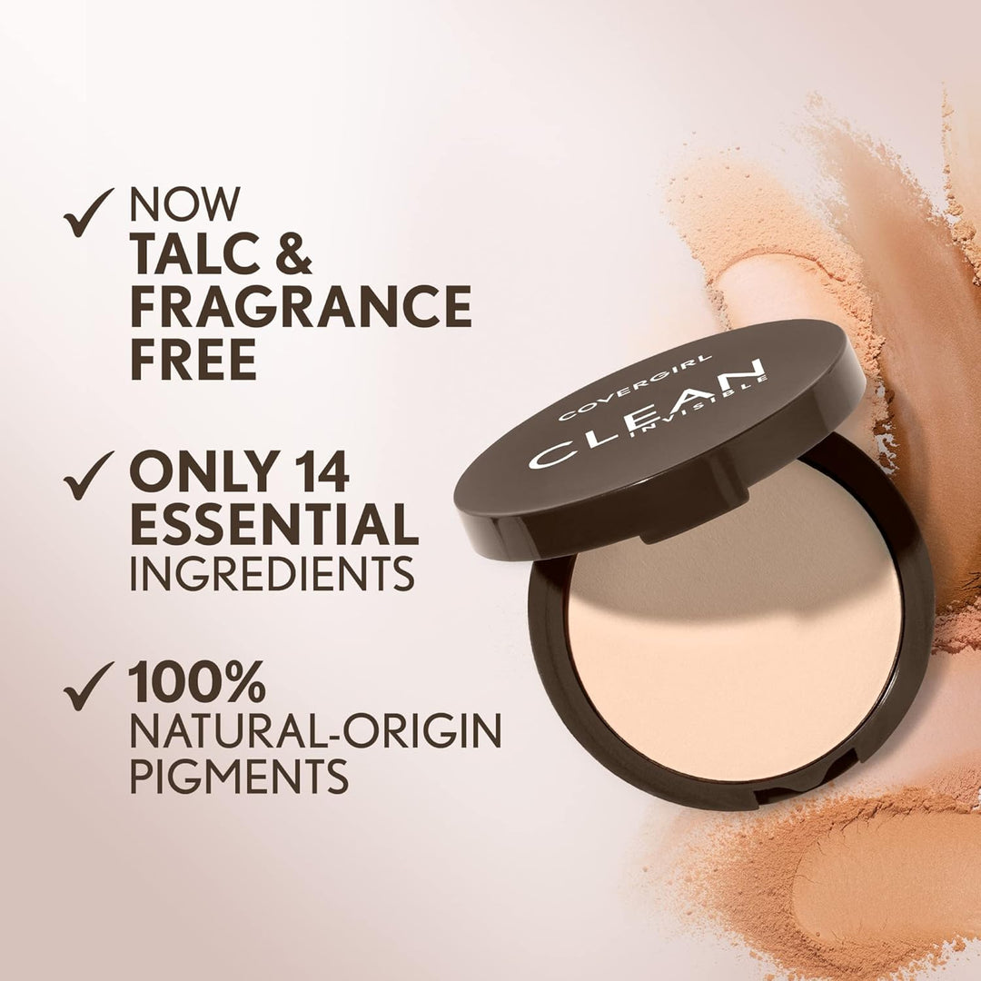 Covergirl Clean Invisible Pressed Powder, Lightweight, Breathable, Vegan Formula