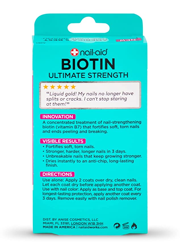 Nail-Aid Biotin Ultimate Strength - Nail Treatment & Strengthener - Clear - 3alababak