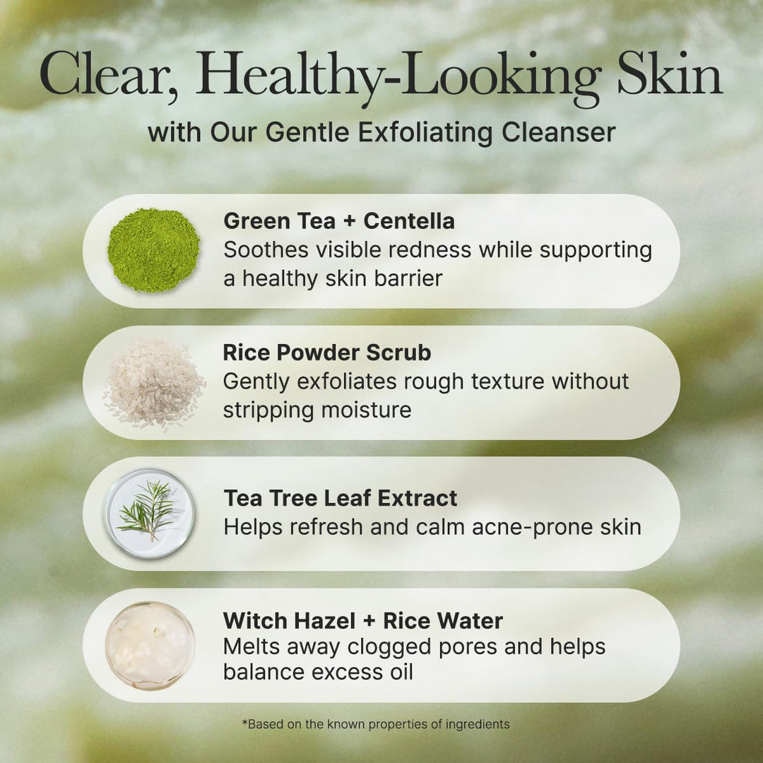 Arencia Korean Rice Mochi Face Cleanser - Face Wash, Gentle Scrub All in One for Deep Cleansing, Moisturizing, Pore Minimizing, Acne-Prone Skin, Removing Blackhead with Rice Water &amp; Green Tea