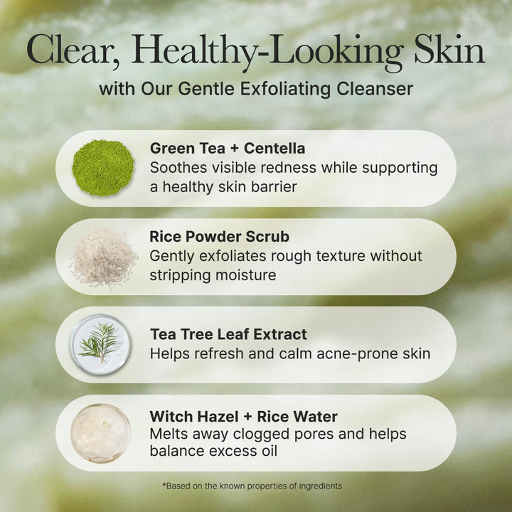 Arencia Korean Rice Mochi Face Cleanser - Face Wash, Gentle Scrub All in One for Deep Cleansing, Moisturizing, Pore Minimizing, Acne-Prone Skin, Removing Blackhead with Rice Water &amp; Green Tea