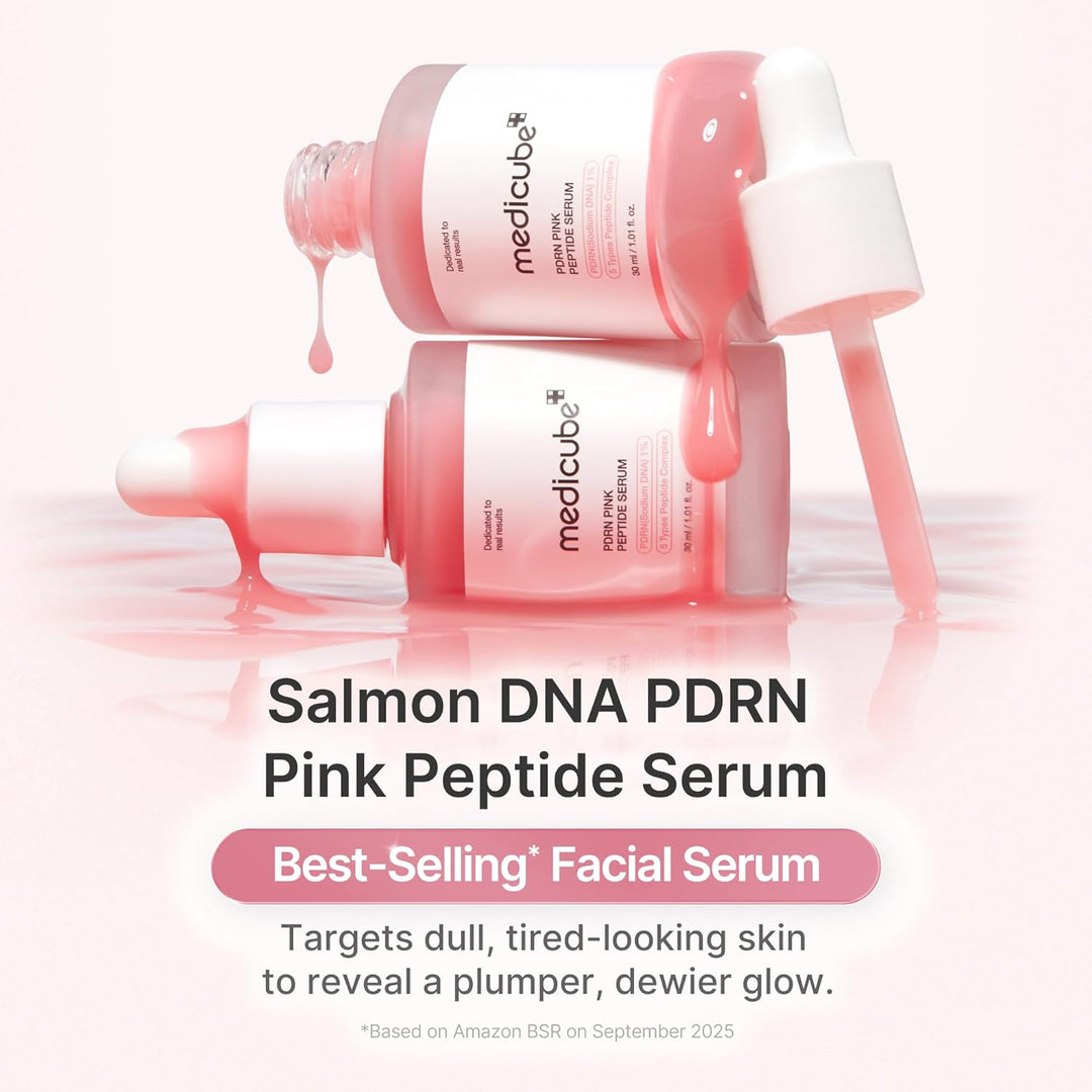 medicube PDRN Pink Peptide Serum with Salmon DNA | Pink Glow Serum with Peptides &amp; Niacinamide for Hydration &amp; Firm-Looking Skin | Uneven Tone Care | Korean Skincare, 1.01 fl. Oz