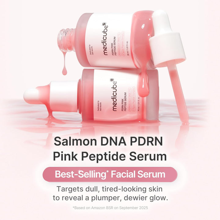 medicube PDRN Pink Peptide Serum with Salmon DNA | Pink Glow Serum with Peptides &amp; Niacinamide for Hydration &amp; Firm-Looking Skin | Uneven Tone Care | Korean Skincare, 1.01 fl. Oz