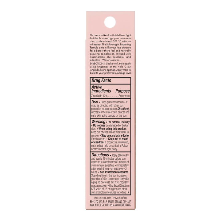 e.l.f. Halo Glow Skin Tint SPF 50, Tinted Moisturizer For Light, Buildable Coverage, Creates A Natural Glow, Vegan & Cruelty-Free
