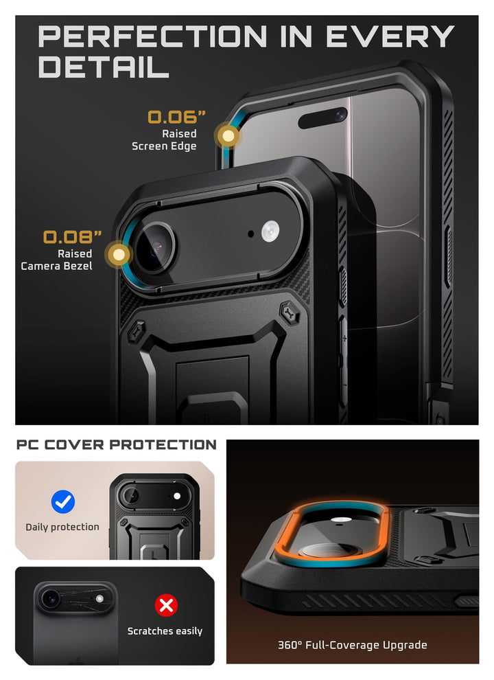 SUPCASE for iPhone Case, Belt Clip, Military-Grade Protection, Built-in Kickstand &amp; Screen Protector, Camera Control, Heavy-Duty Phone Case, Unicorn Beetle Pro