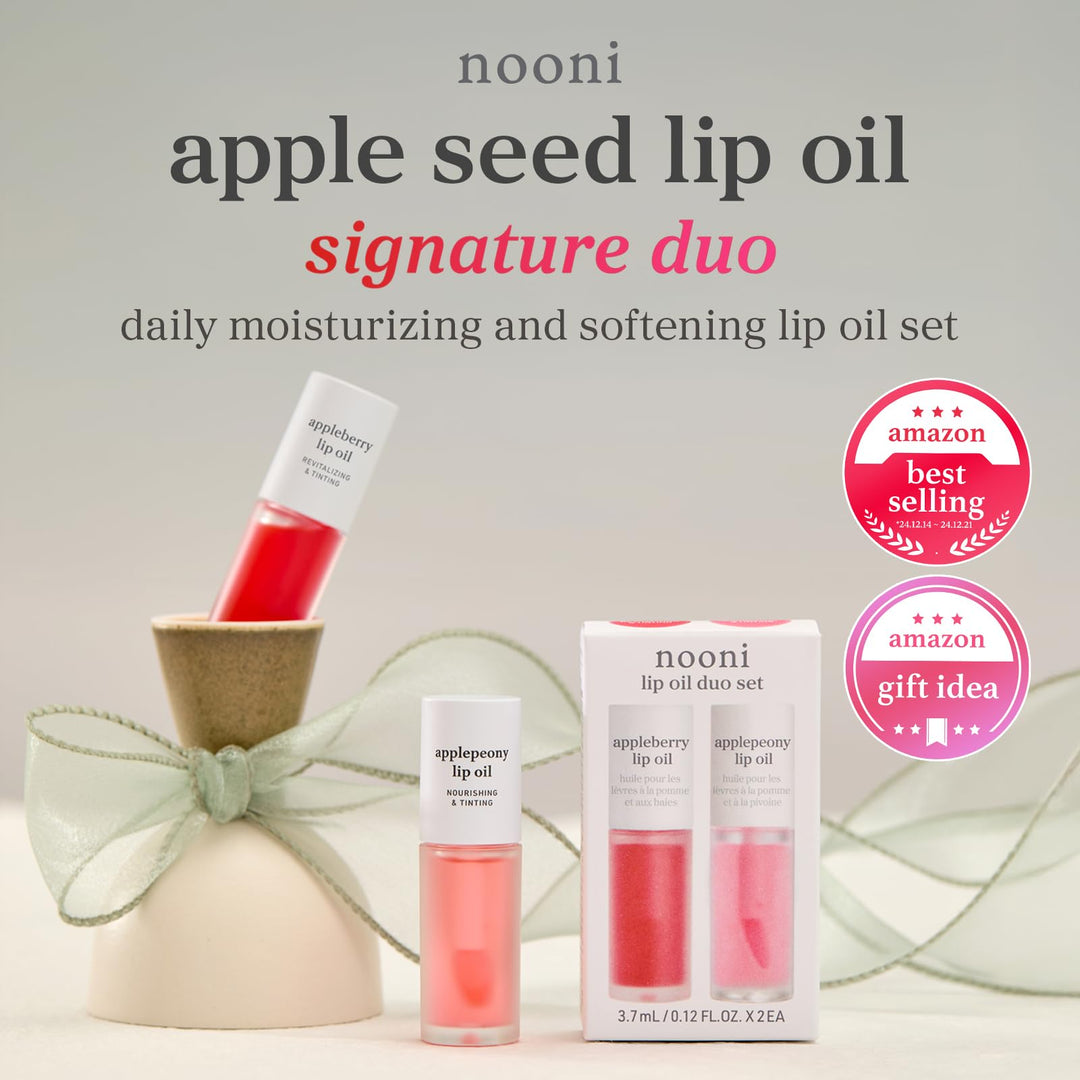 NOONI Korean Lip Oil - Applemint | Long-Lasting, Moisturizing, Plumping, Revitalizing for Dry Lips, Waterproof, No Peel Off, Hydrating, Nourishing Crystal Clear Lip Stain, 0.12 FL Oz