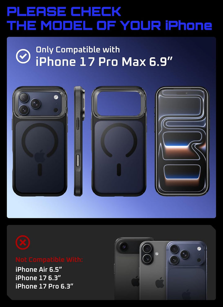جراب SUPCASE لهاتف iPhone 18 Pro Max / 17 Pro Max مع مسند، زر تحكم بالكاميرا، متوافق مع MagSafe، حماية بمعايير عسكرية، ظهر شبه شفاف نحيف، إصدار Unicorn Beetle Mag