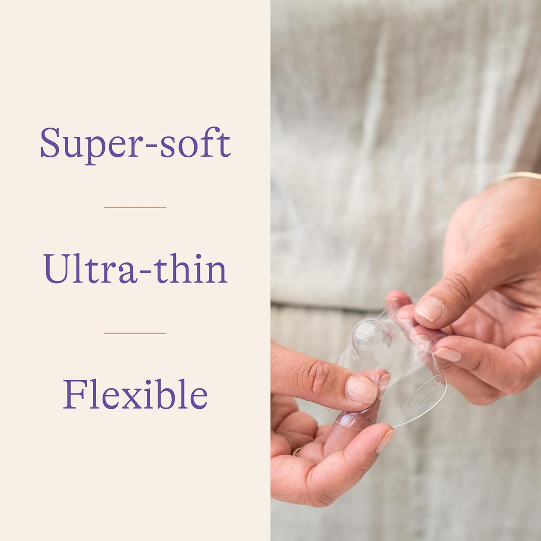 Lansinoh Contact Nipple Shields for Nursing Mothers, Ultra-Thin Soft & Flexible Medical-Grade Silicone Shields for Sensitive Nipples and Latch-On Support, (1 inch or 24mm), with Case, 2 Count