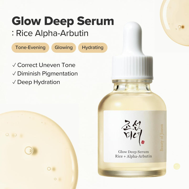 Beauty of Joseon Glow Deep Serum Rice Alpha-Arbutin for Uneven Dull Skin Tone, Daily Korean Skin Care for Men and Women 30m