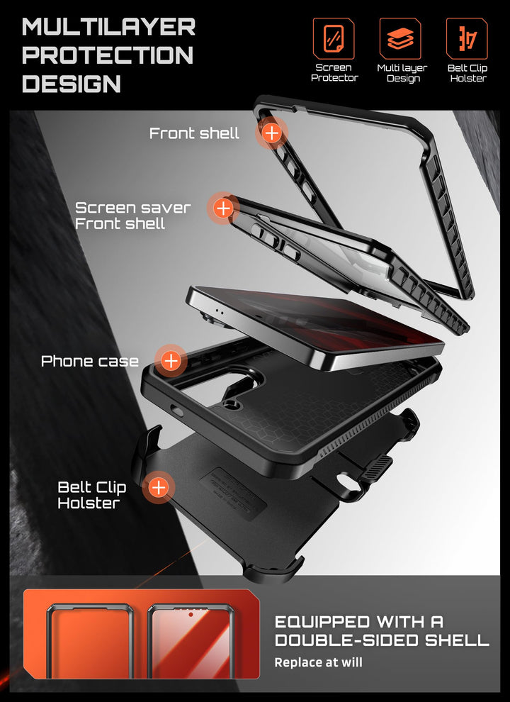 حافظة SUPCASE لسلسلة Samsung Galaxy S26 مزودة بحامل مدمج، وحماية بمعيار عسكري، ومتوافقة مع MagSafe، ومشبك حزام قابل للفصل، وواقي شاشة وإطار أمامي مدمجين، UBPro Mag