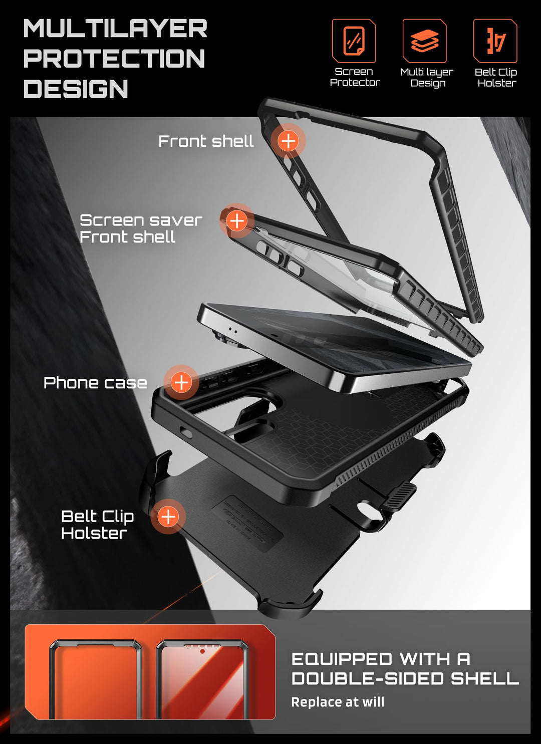 حافظة SUPCASE لسلسلة Samsung Galaxy S26 مزودة بحامل مدمج، وحماية بمعيار عسكري، ومتوافقة مع MagSafe، ومشبك حزام قابل للفصل، وواقي شاشة وإطار أمامي مدمجين، UBPro Mag