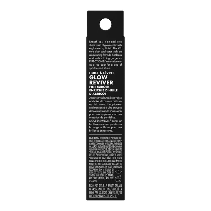 e.l.f. Glow Reviver Lip Oil, Nourishing and Hydrating with High-Shine Glimmer Finish & Sheer Wash Of Color, Minty Scent, Non-Sticky, Vegan & Cruelty-free