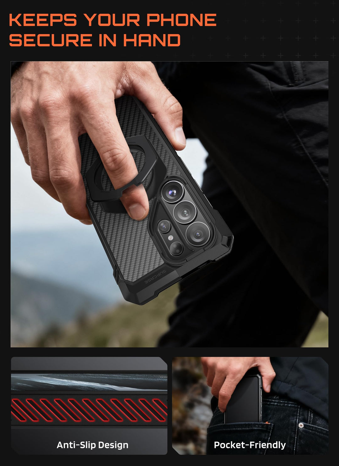 غطاء SUPCASE لهاتف Samsung Galaxy S26 Ultra مع حامل مدمج، ولوحة خلفية شفافة من البولي كربونات، ومغناطيس قوي، ومتوافق مع MagSafe، وحماية فائقة المتانة، ومقاوم للانزلاق، بتصميم Unicorn Beetle Grip