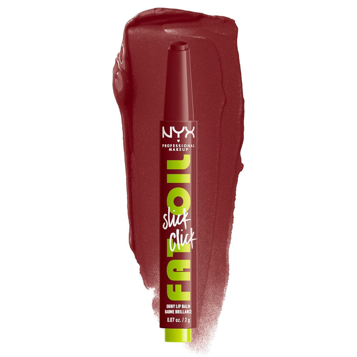 NYX PROFESSIONAL MAKEUP Fat Oil Slick Click, Lightweight, Buildable, Pigmented Vegan Lip Balm
