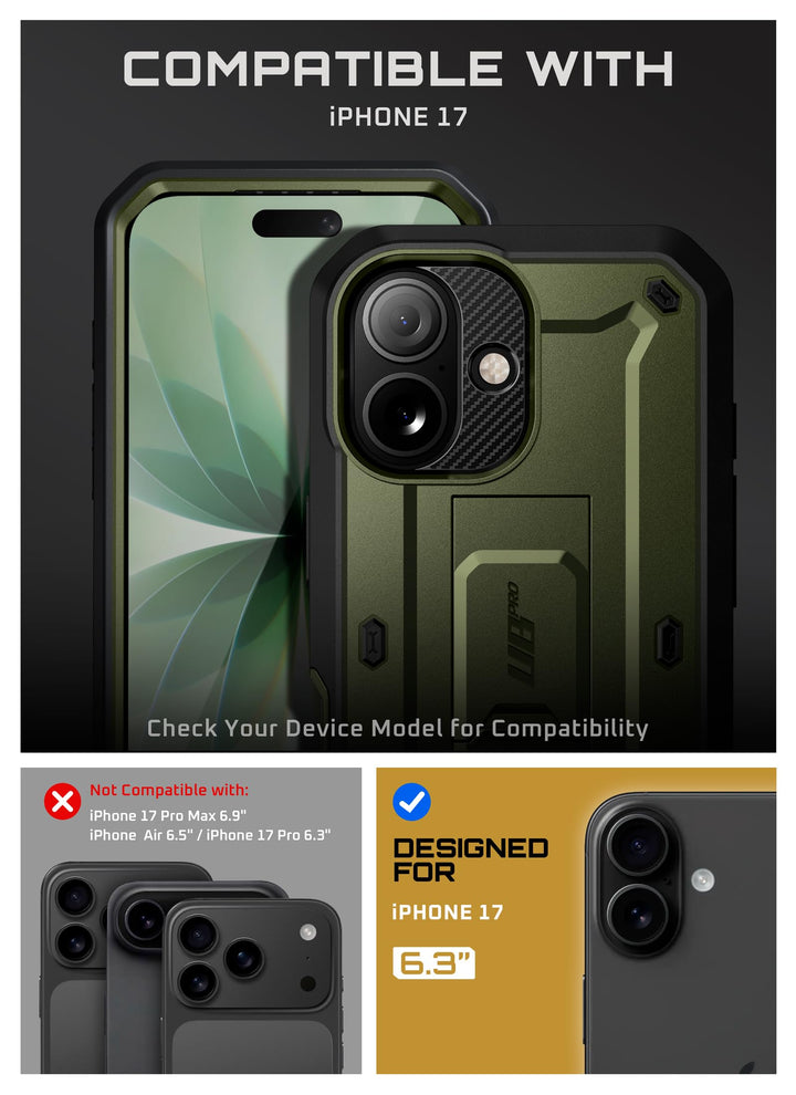 SUPCASE for iPhone Case, Belt Clip, Military-Grade Protection, Built-in Kickstand &amp; Screen Protector, Camera Control, Heavy-Duty Phone Case, Unicorn Beetle Pro